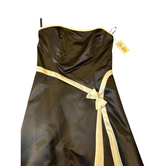 Vintage 80s NWT Jessica McClintock Gunne Sax Gown Midi Dress Black Satin Bow 9 - Picture 2 of 13